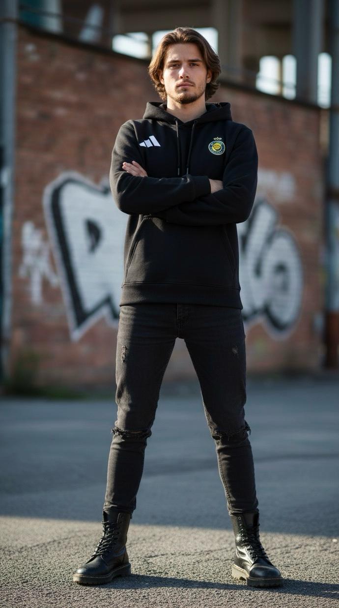Al Nassr and Adidas Black Premium Hoodie